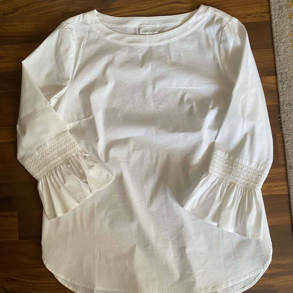 J. Jill White Blouse with Ruffled Sleeves